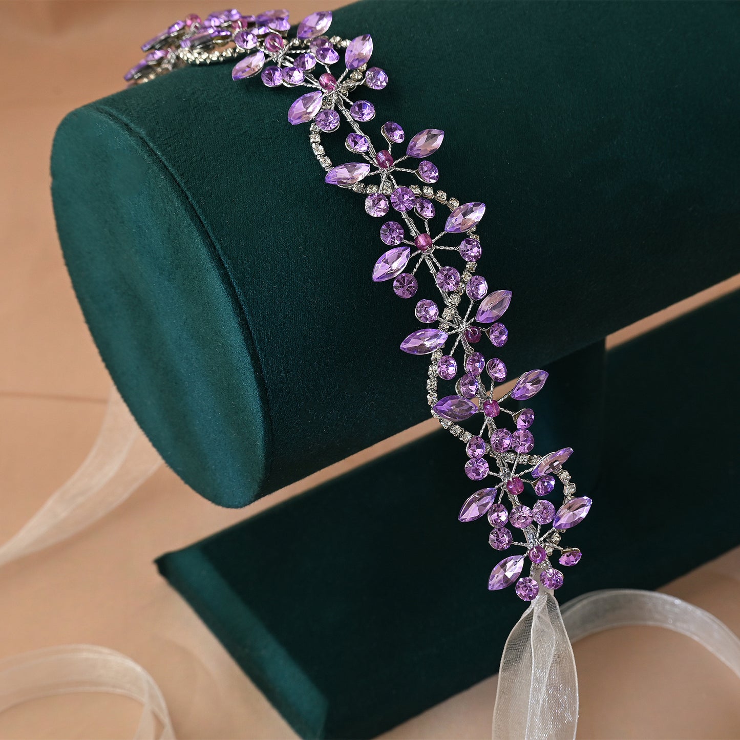 Bridella BHP266-Violet Ivory Rhinestone Headband