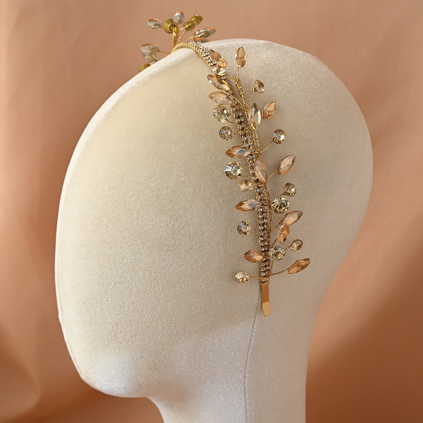 Bridella BHP531-G Gold Rhinestone Headband