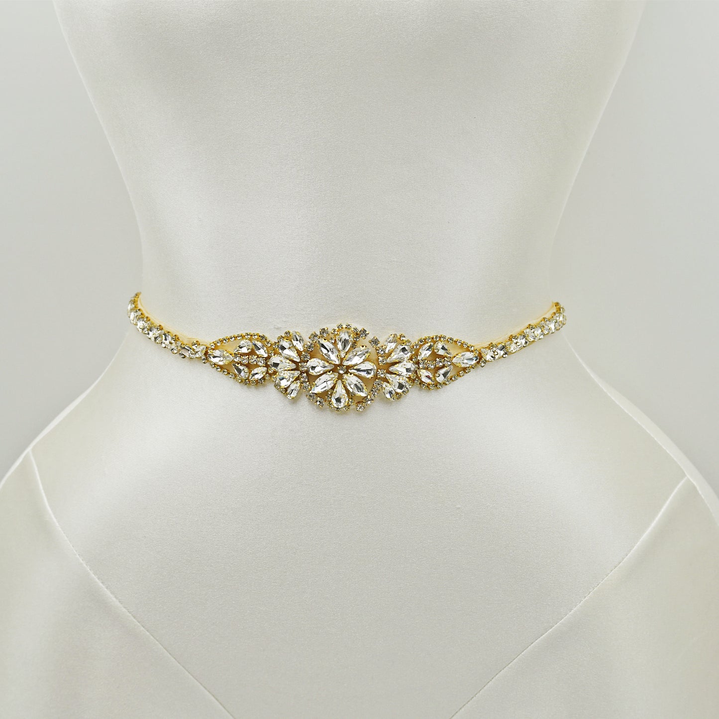 Champagne Rhinestone Bridal Dress Belt for Wedding - Bridella BS489G