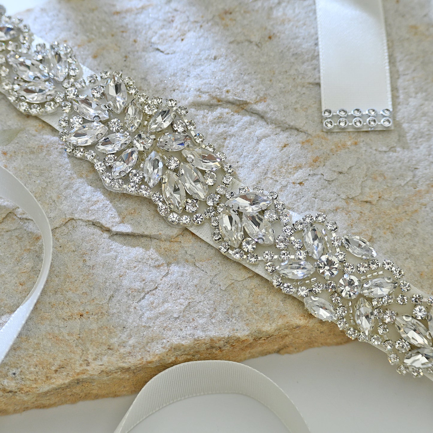 Bridella BS75 Off White Rhinestone Belt