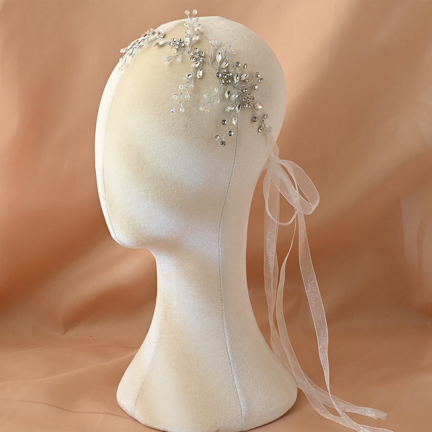 Bridella BHP65-S Silver Rhinestone & Crystal Headband