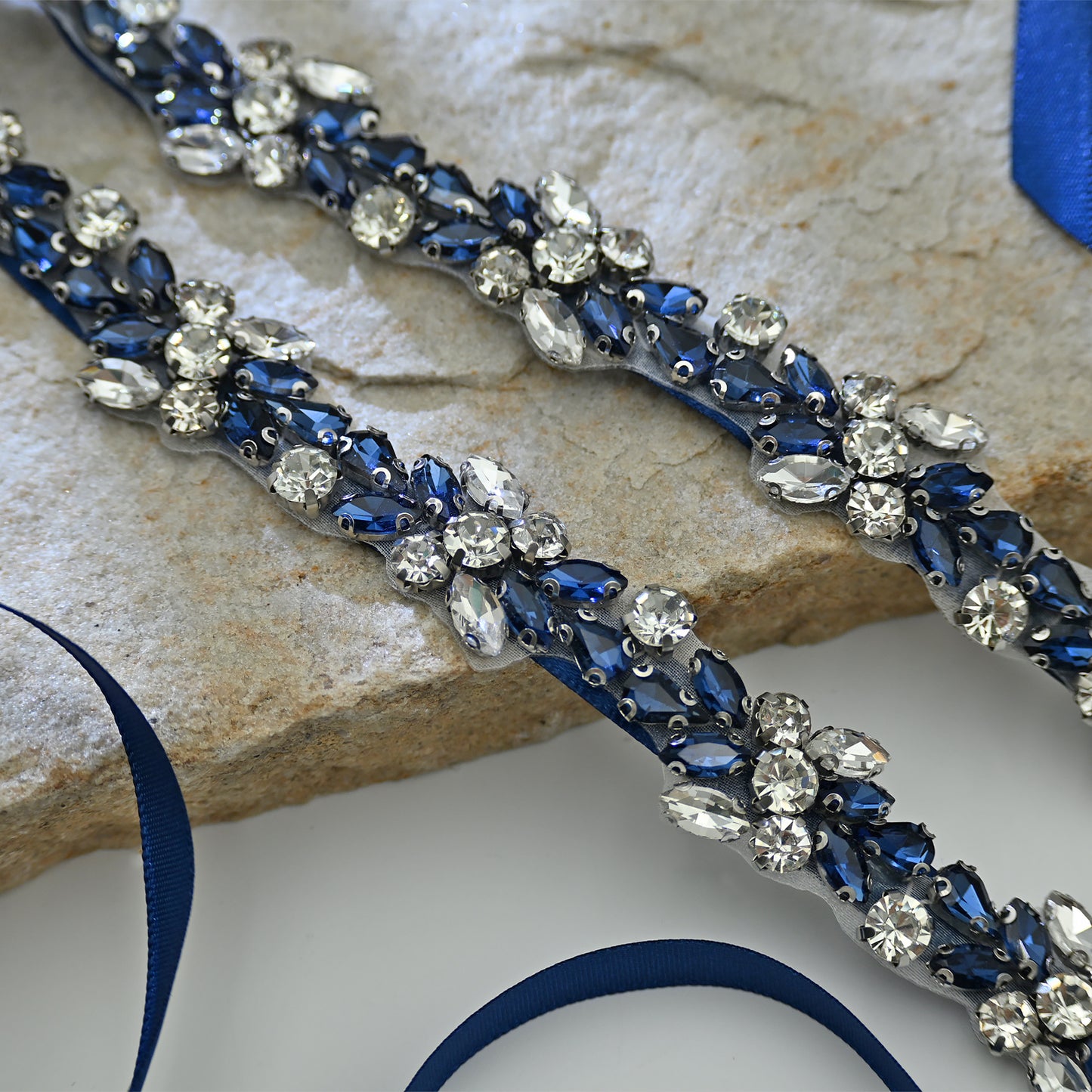 Bridella BS437ML Navy Rhinestone Belt