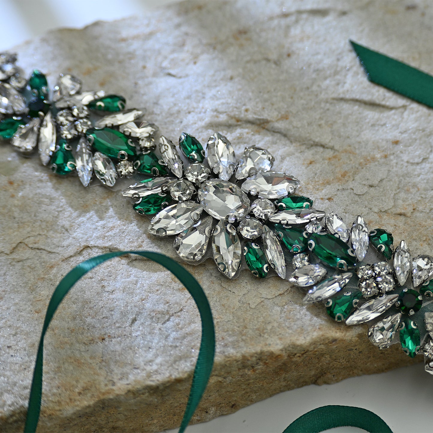 Bridella BS122KL Green Rhinestone Belt