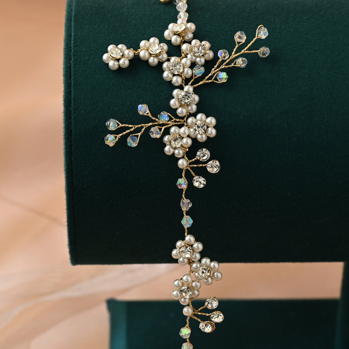 Bridella BHP129-S Silver Rhinestone & Pearl Headband