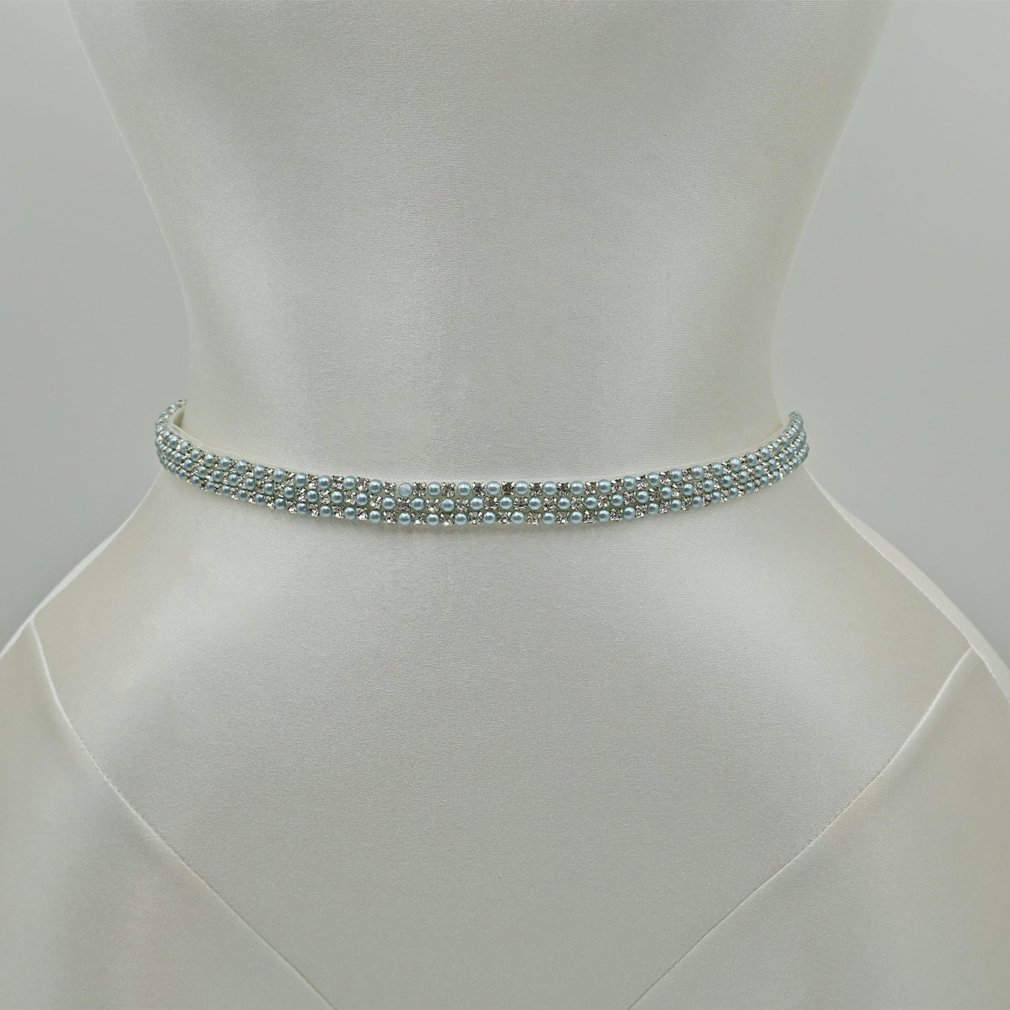 Bridella BS134L White Rhinestone & Pearl Belt