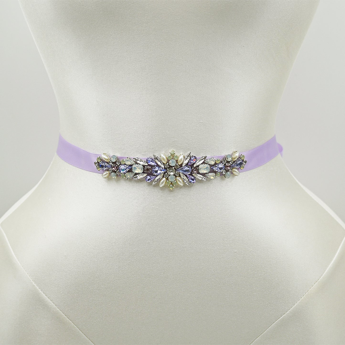 Lavender Rhinestone Bridal Dress Belt for Wedding - Bridella BS451L