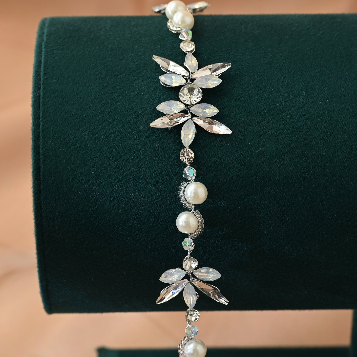 Bridella BHP132-S Silver Rhinestone & Pearl Tiara