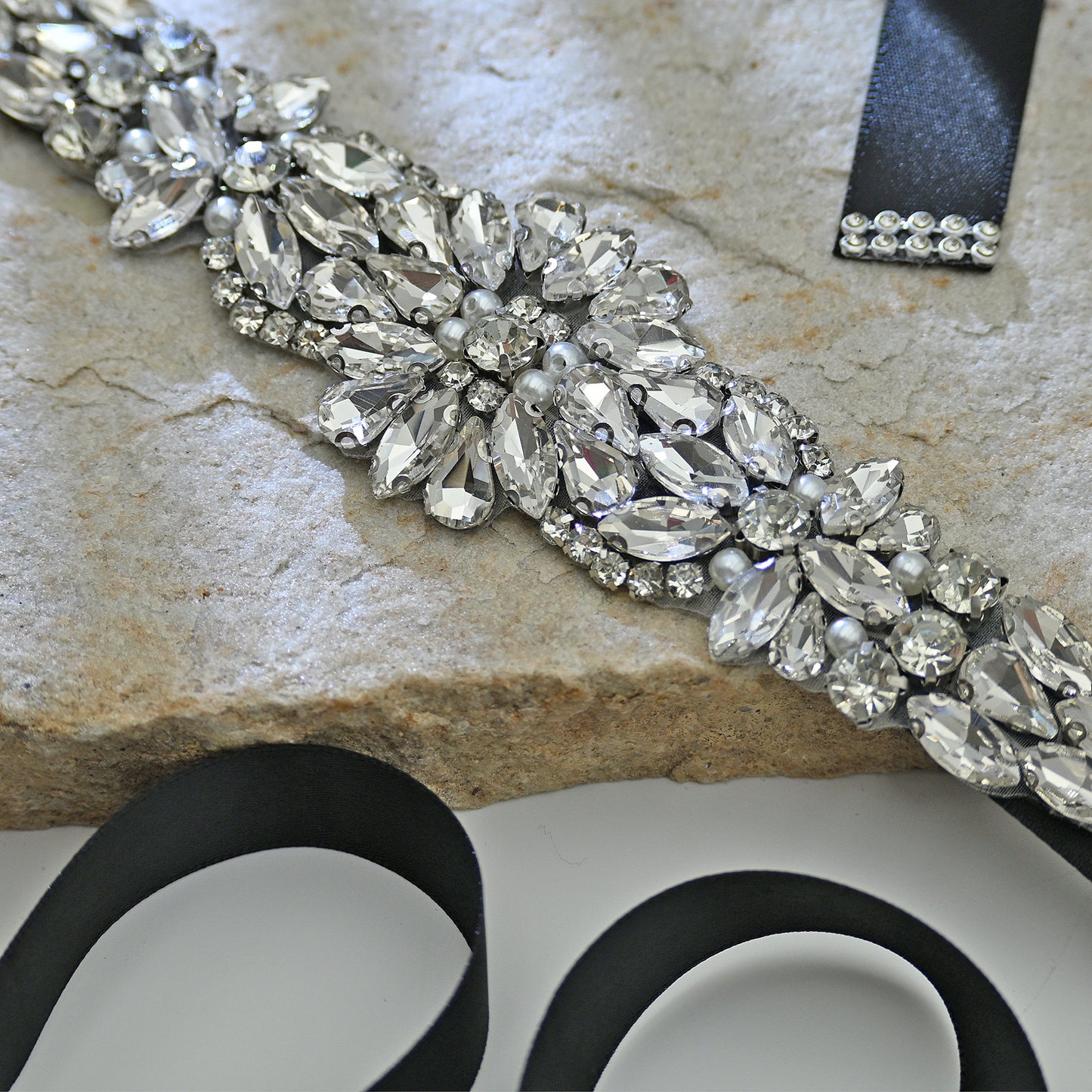 Bridella BS407 Black Rhinestone Belt