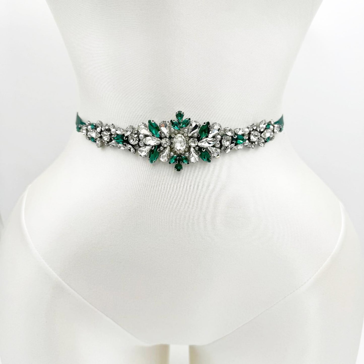 BS133KL emerald rhinestone belt