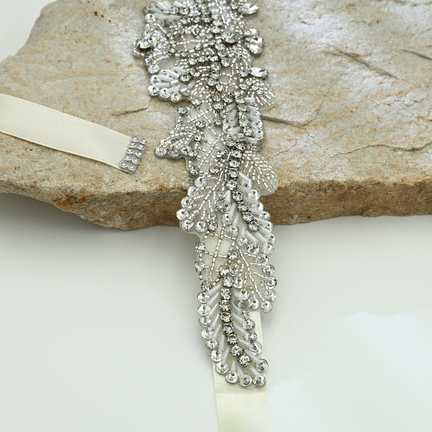 Bridella BS110 Off White Rhinestone Belt