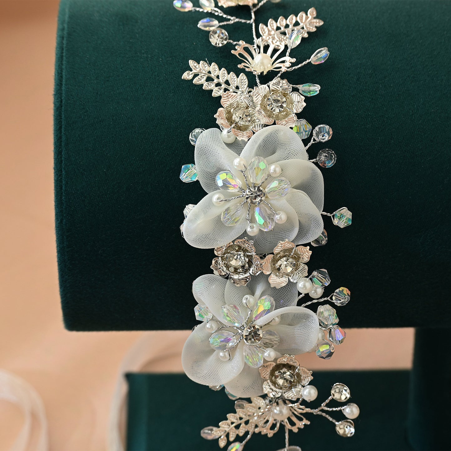 Bridella BHP275-S Silver Rhinestone & Pearl Headband