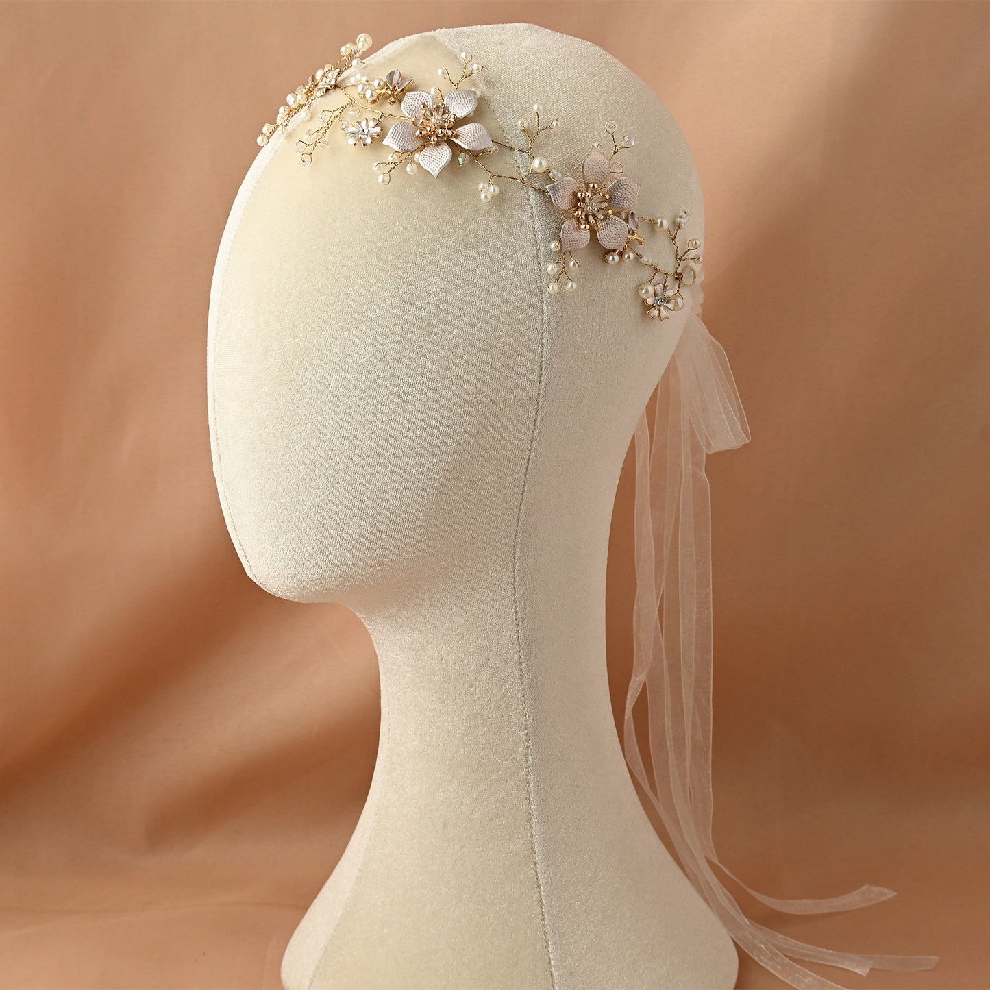 Bridella BHP357-G Gold Pearl & Alloy Headband