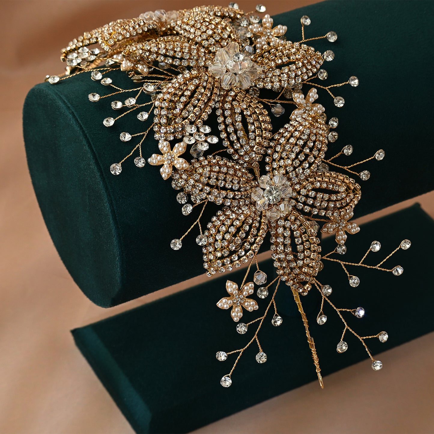 Bridella BHP252-G Gold Rhinestone & Crystal Tiara