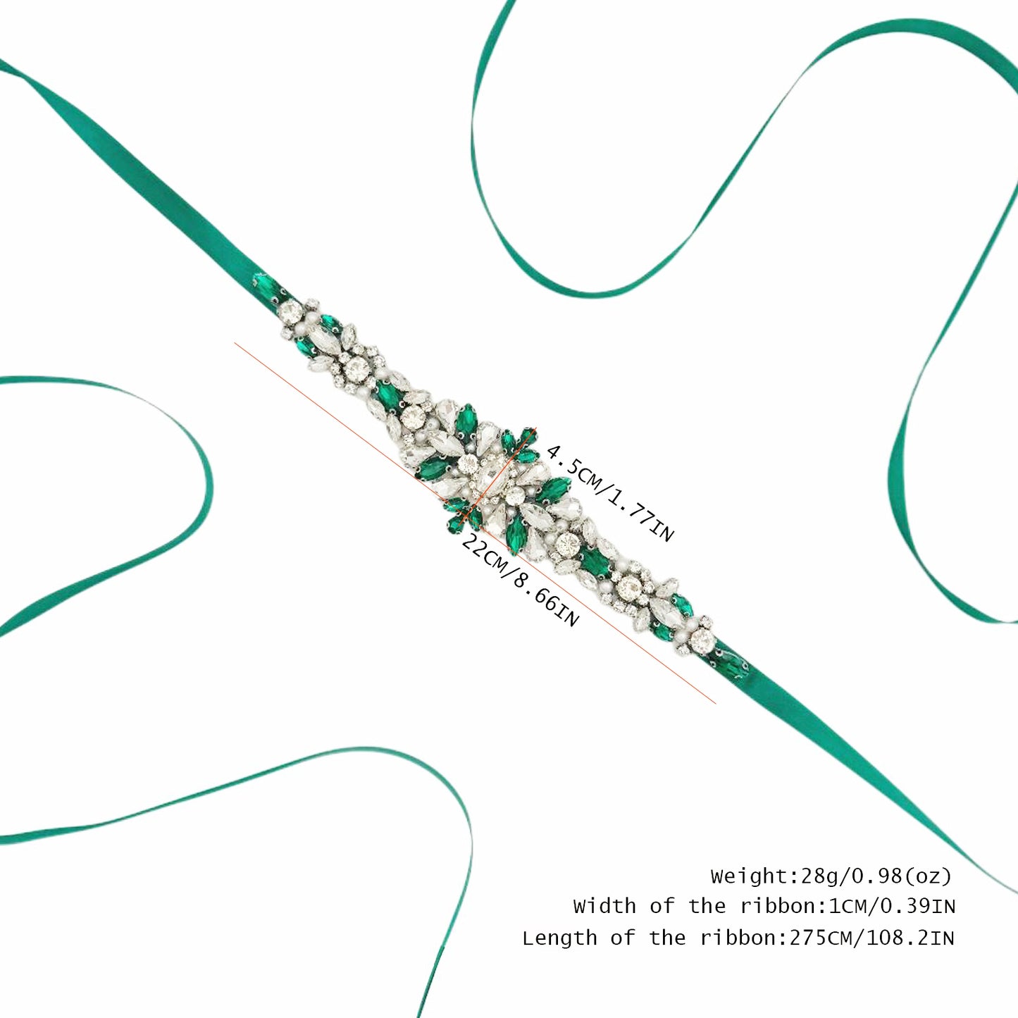 Emerald Rhinestone Belt - Bridella BS133KL
