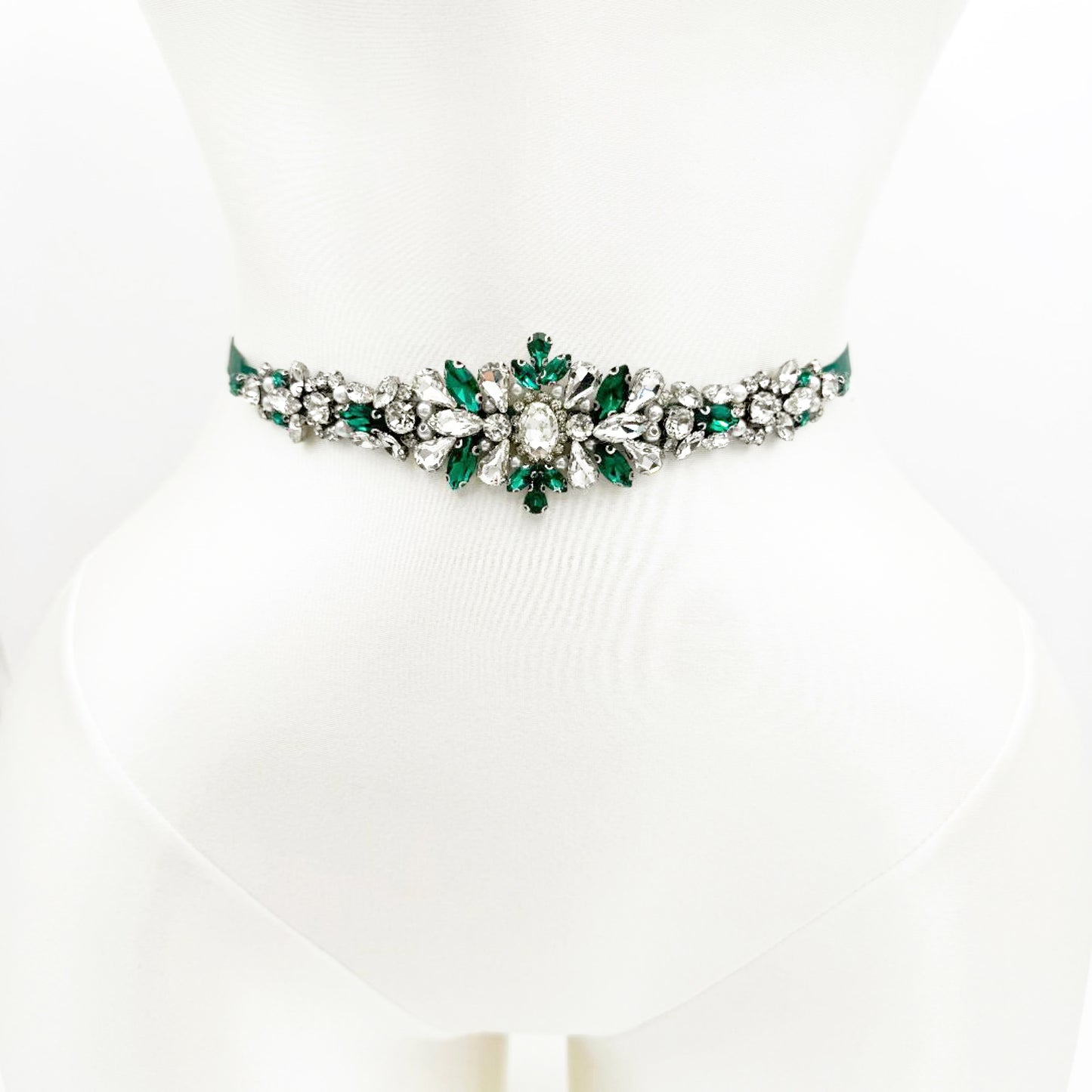 Emerald Rhinestone Belt - Bridella BS133KL