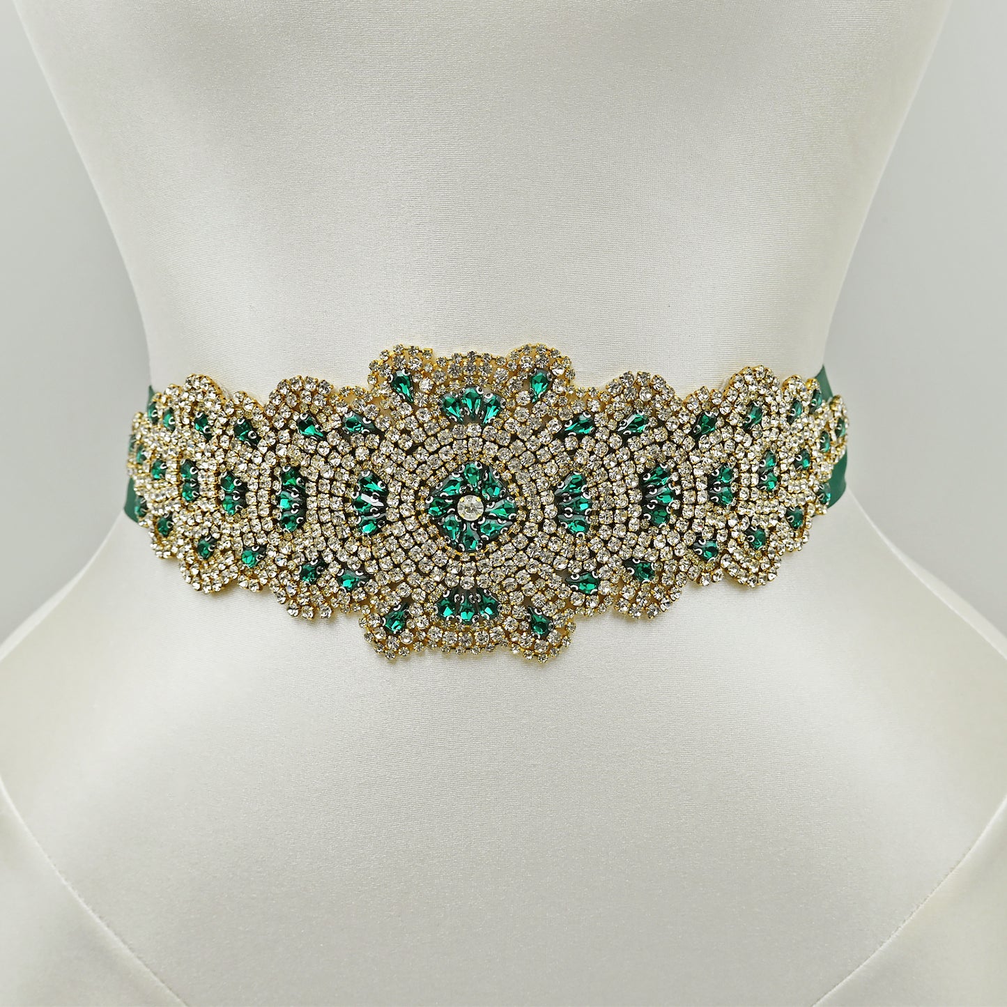 Green Rhinestone Bridal Belt Wedding - Bridella BS88GKL