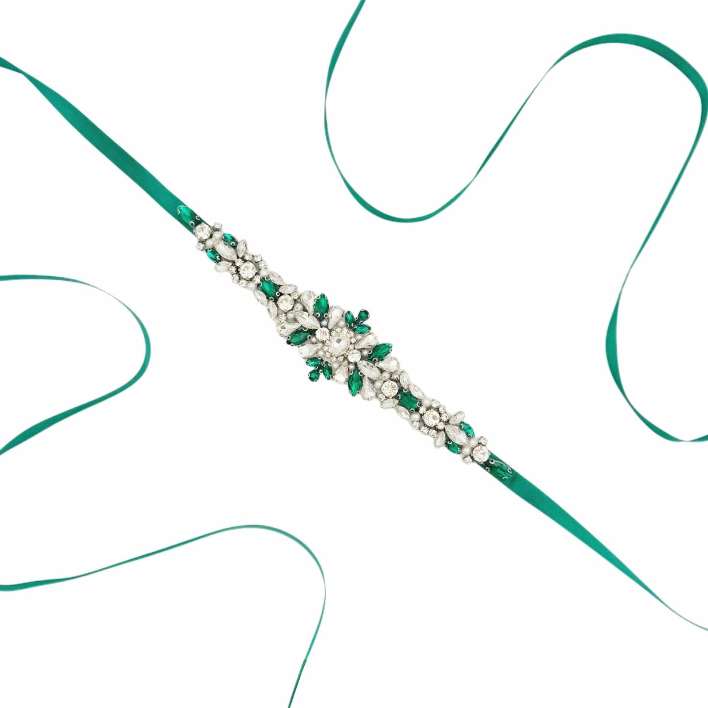 Emerald Rhinestone Belt - Bridella BS133KL