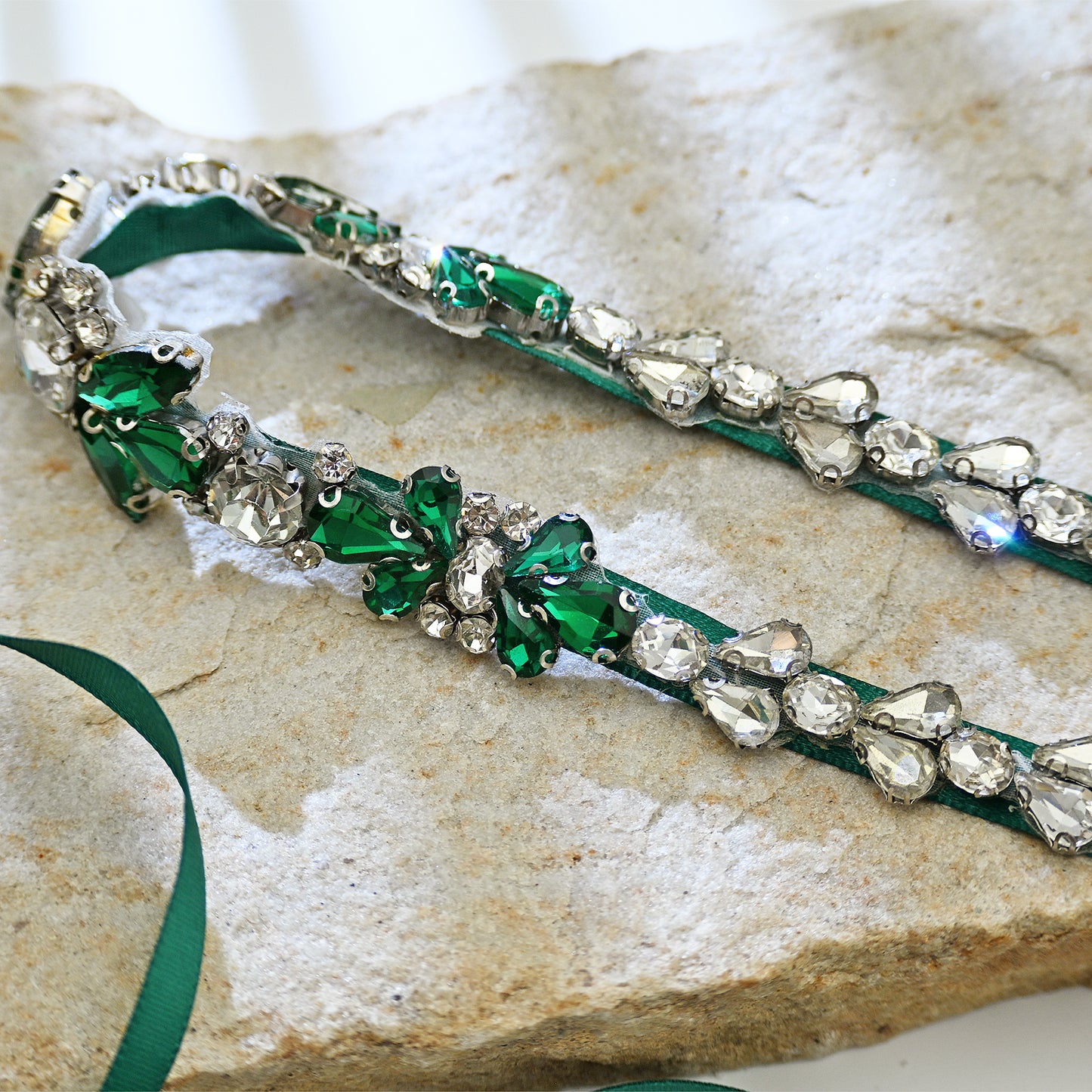Green Rhinestone Bridal Belt Sash for Wedding - Bridella BS163KL