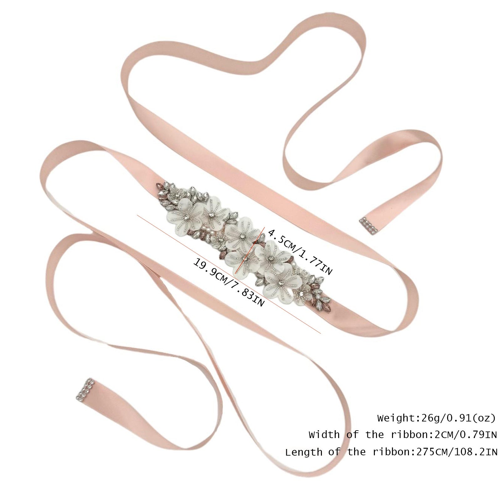 BS64 ivory rhinestone flower belt