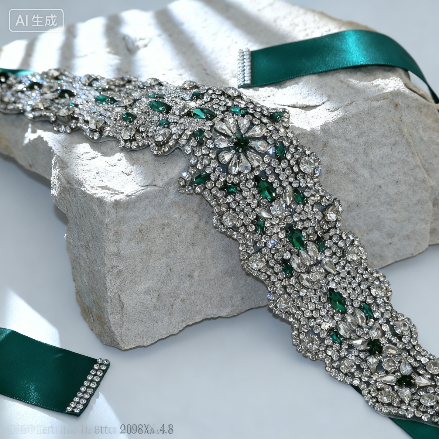 Bridella BS233LKL Green Rhinestone Belt