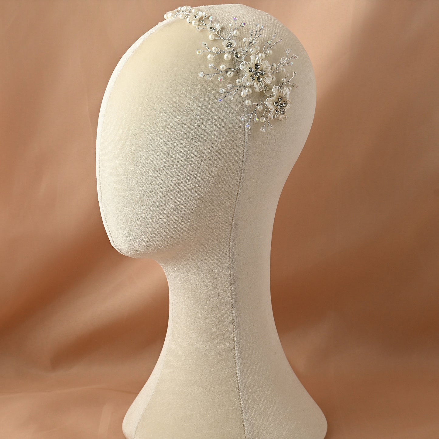 Bridella BHP295-S Silver Pearl & Crystal Headwear