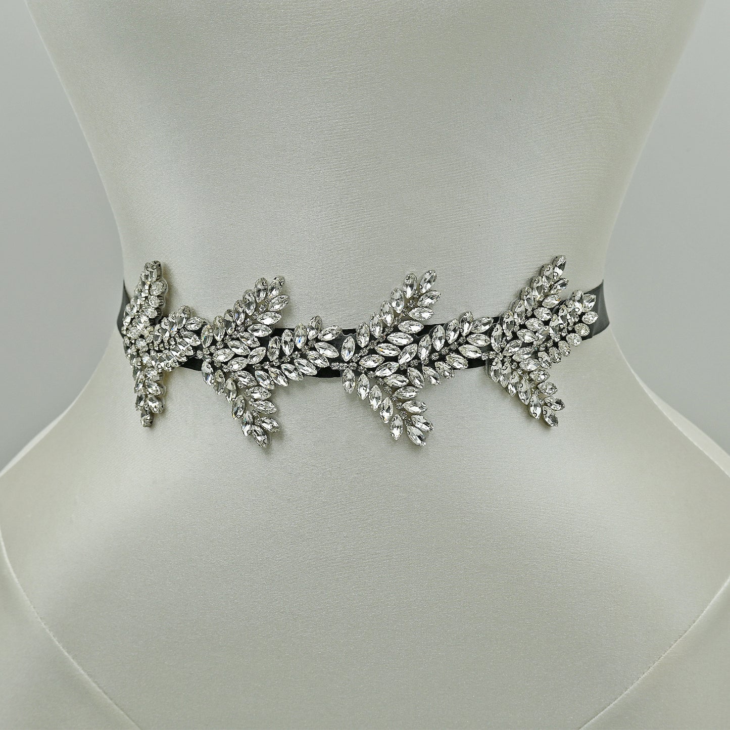 BS241 Crystal Leaf Bridal Belt,Silver Rhinestone Wedding Sash Forest &Garden Wedding Accessory