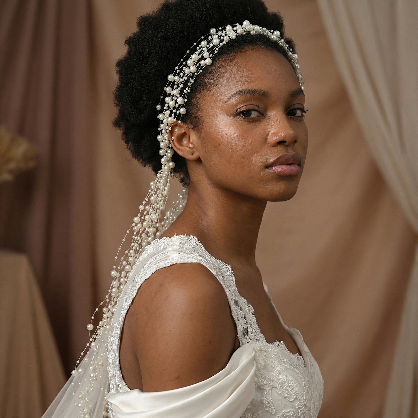 Bridella BHP538-IVORY Ivory Pearl Headband