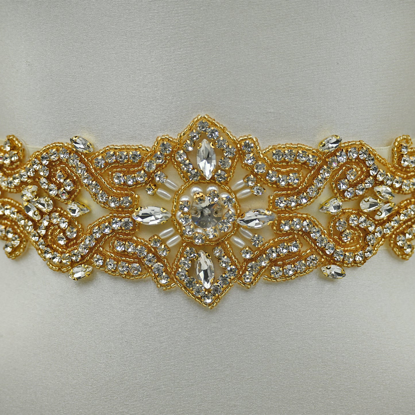 Ivory Rhinestone Pearl Bridal Belt Wedding Sash – Bridella BS26G