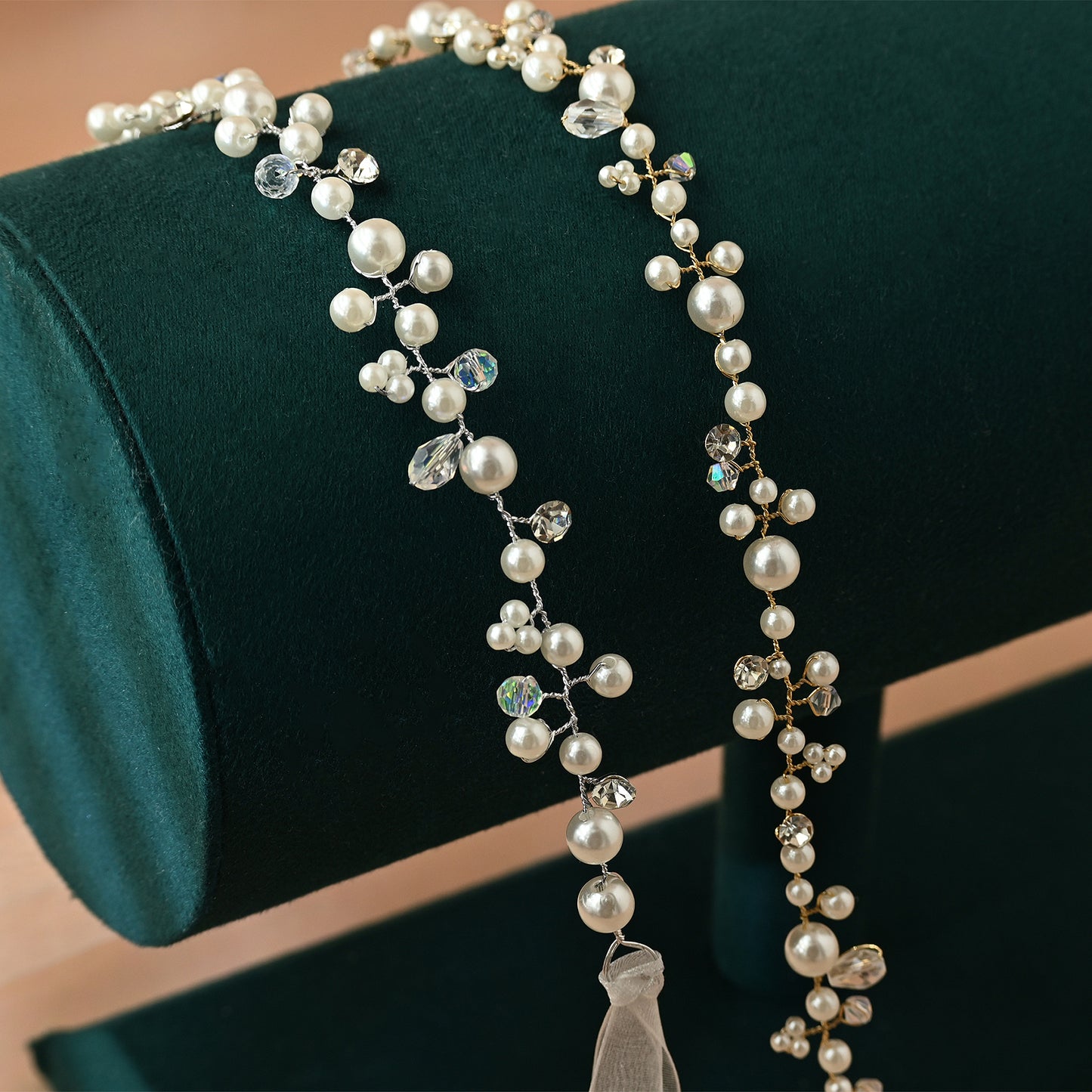 Elegant Silver Pearl Wedding Tiara for Bride - Bridella BHP3-S