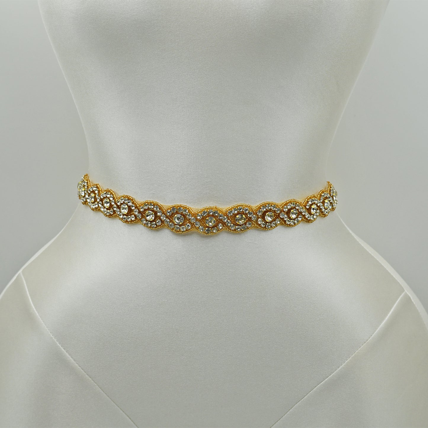 Bridella BS28G Champagne Rhinestone Belt