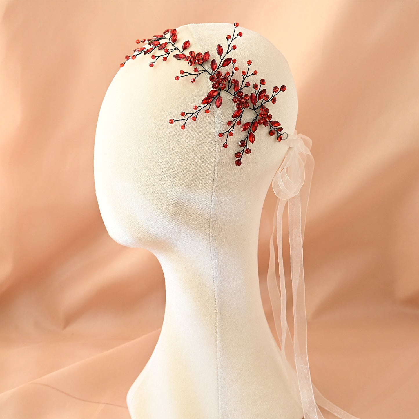 Bridella BHP65-R Red Rhinestone & Crystal Headband