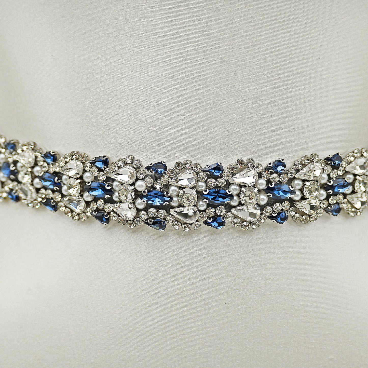 Navy Rhinestone Bridal Belt Wedding Sash – Bridella BS466ML
