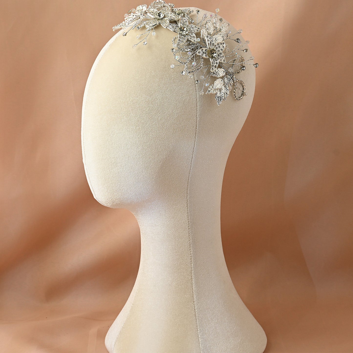 Bridella BHP282-S Silver Rhinestone & Pearl Headband