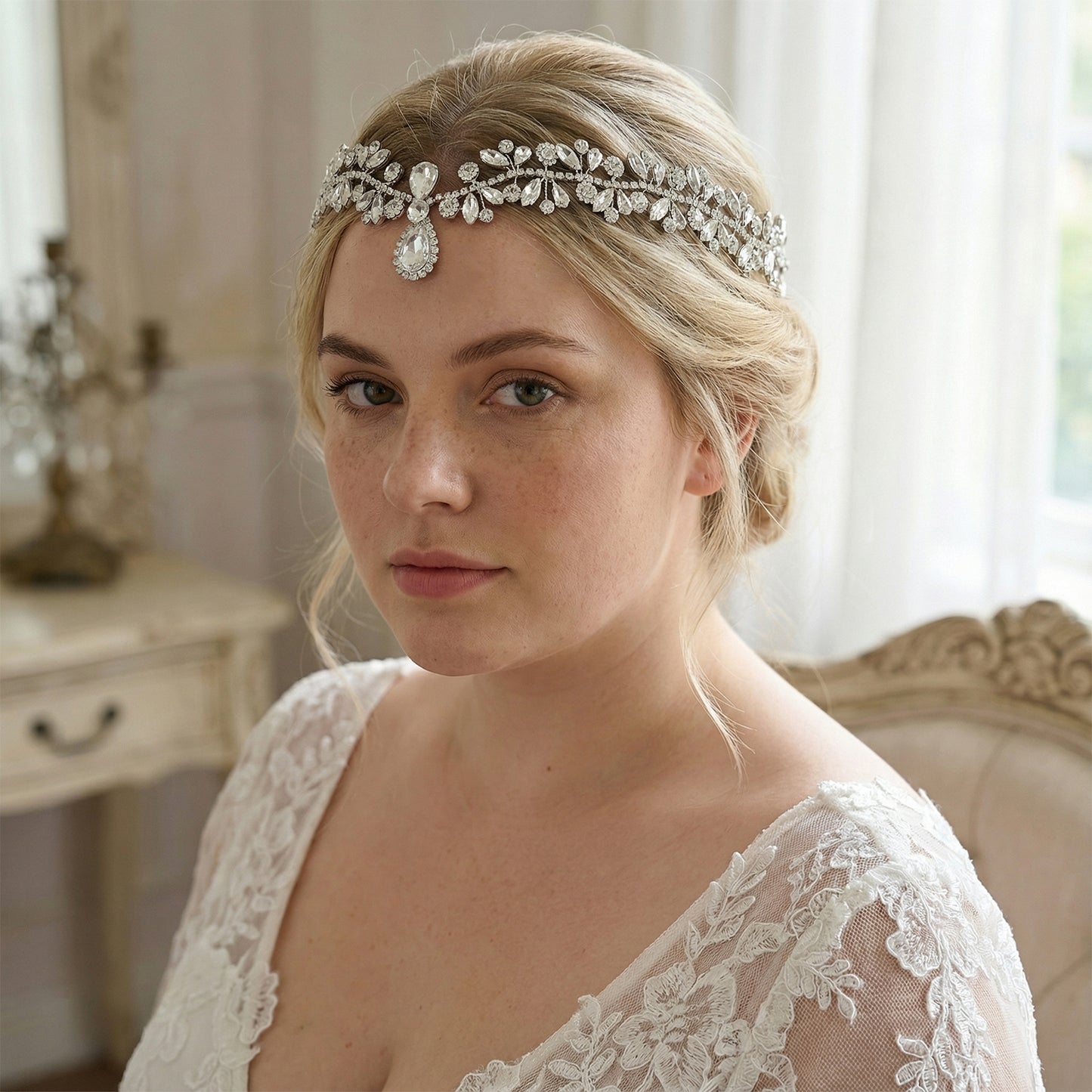 Bridella BHP470-S Silver Rhinestone Headband