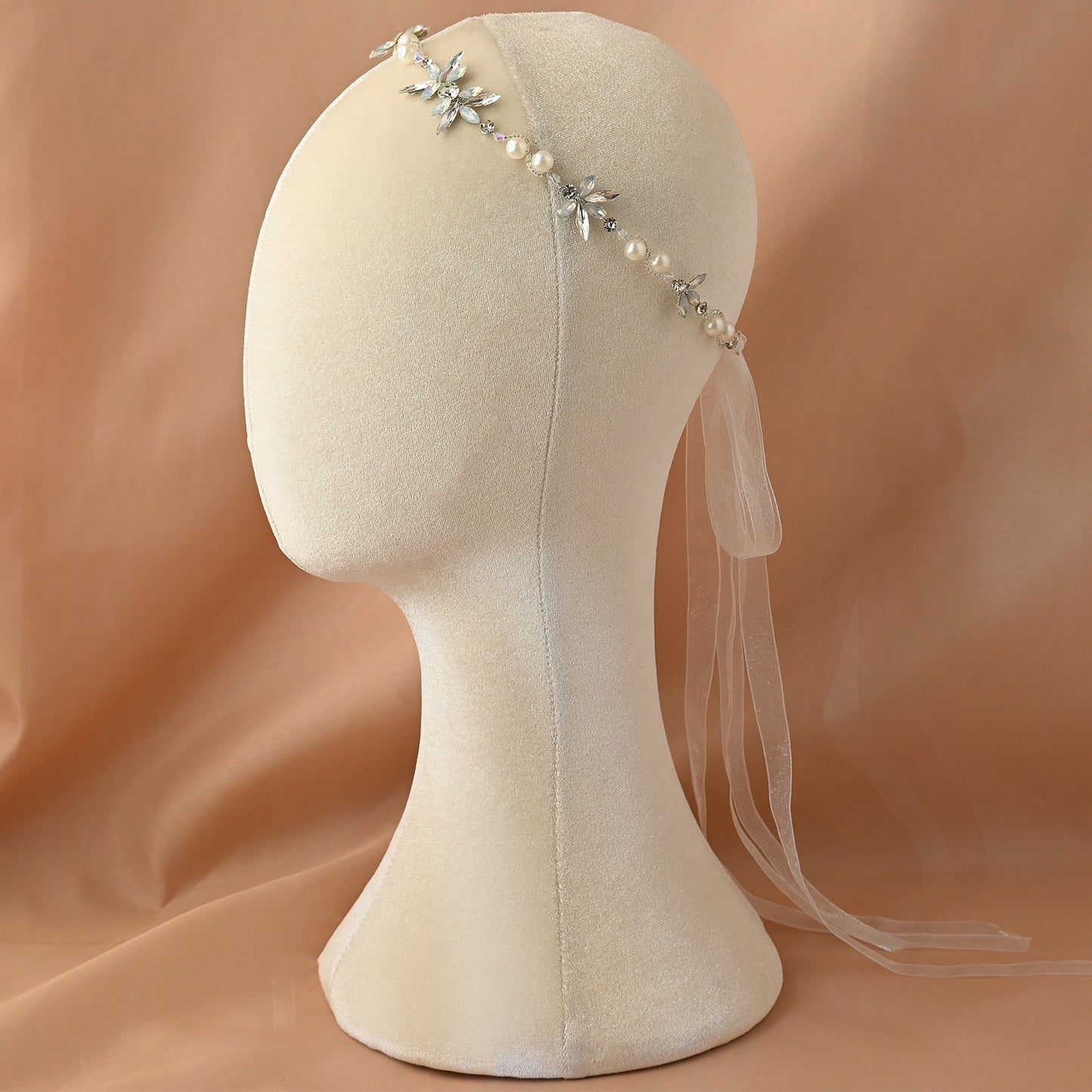 Bridella BHP132-S Silver Rhinestone & Pearl Tiara