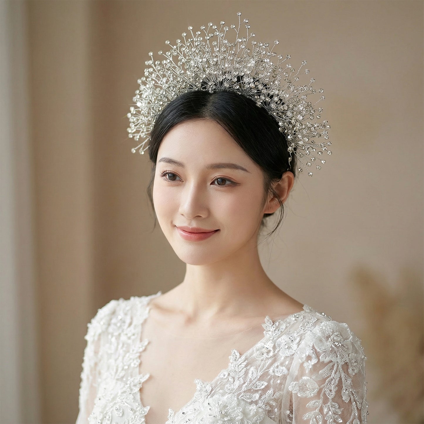 Bridella BHP193-S Sliver Rhinestone Crown