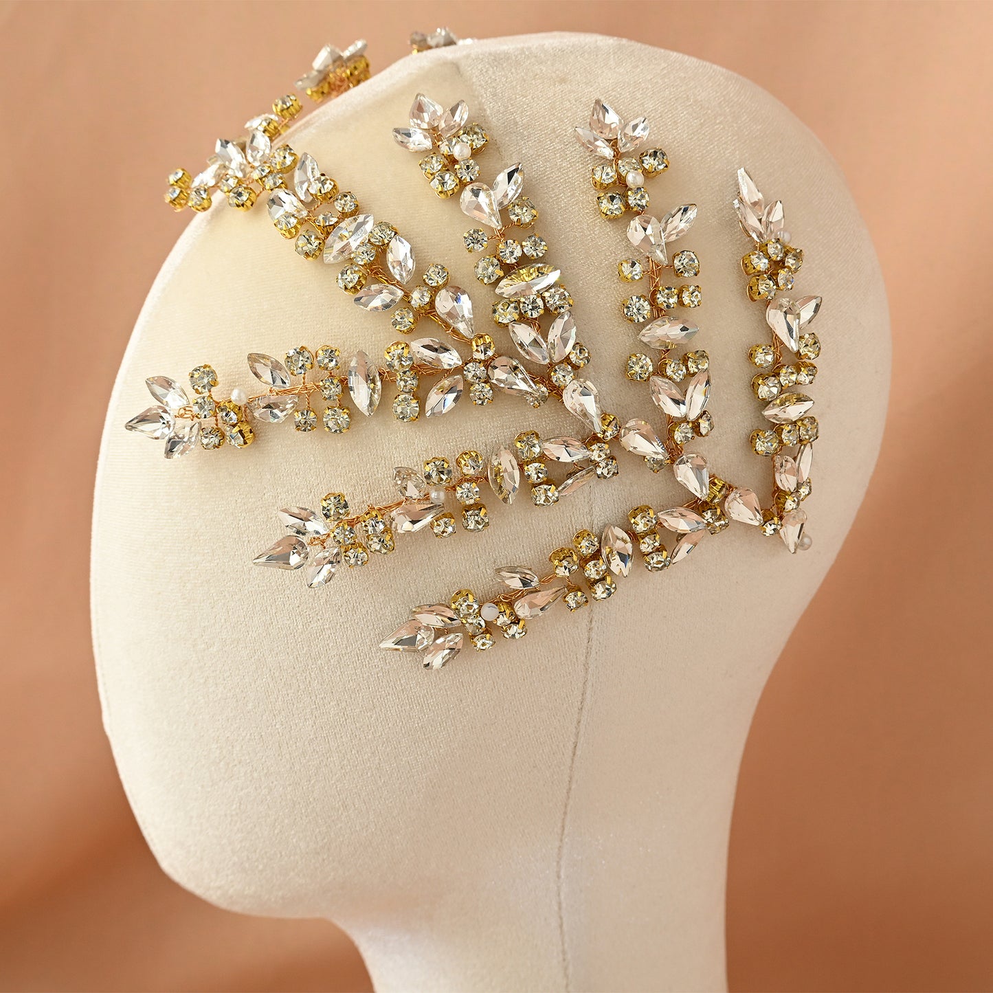 Bridella BHP425-G Gold Rhinestone Crown