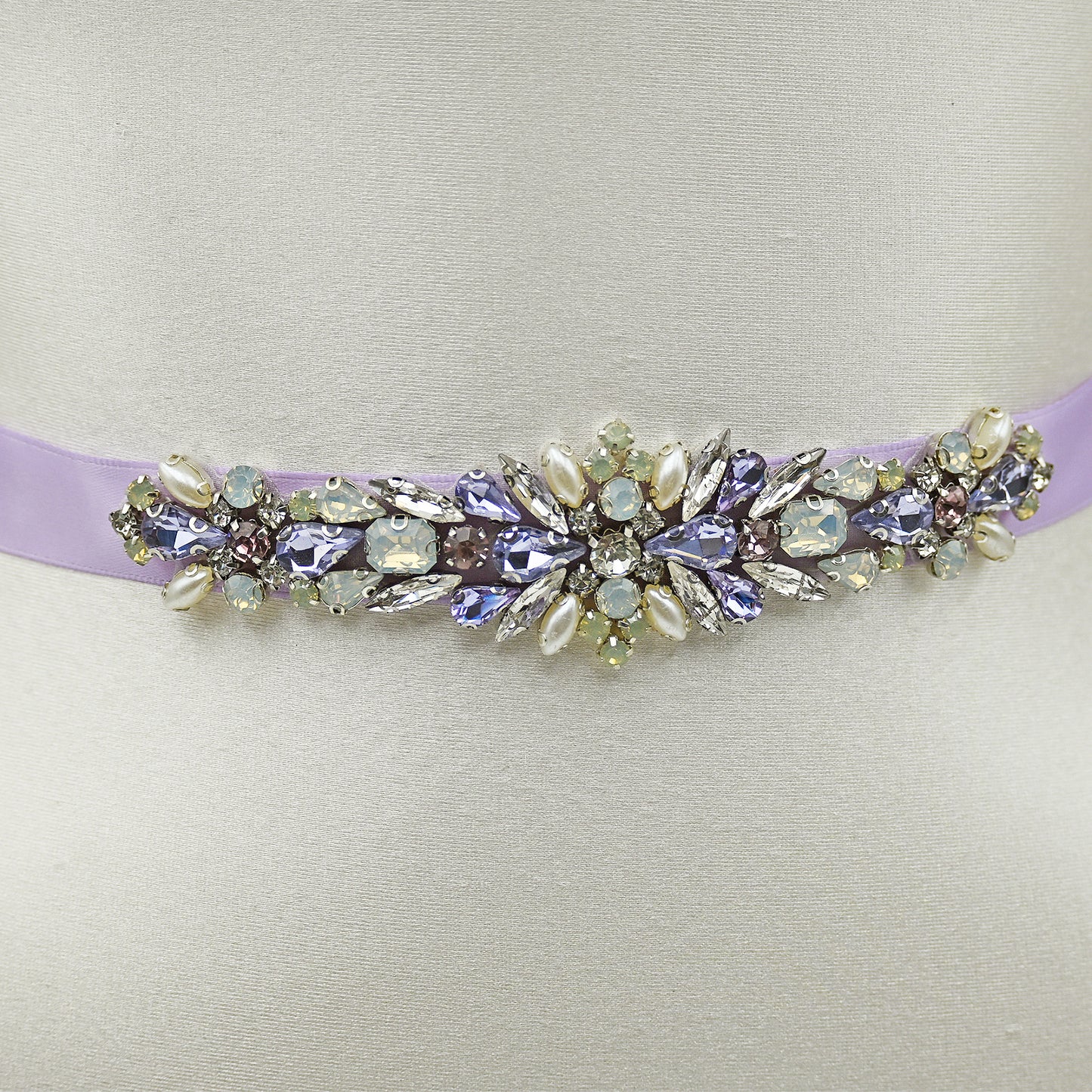 Lavender Rhinestone Bridal Dress Belt for Wedding - Bridella BS451L