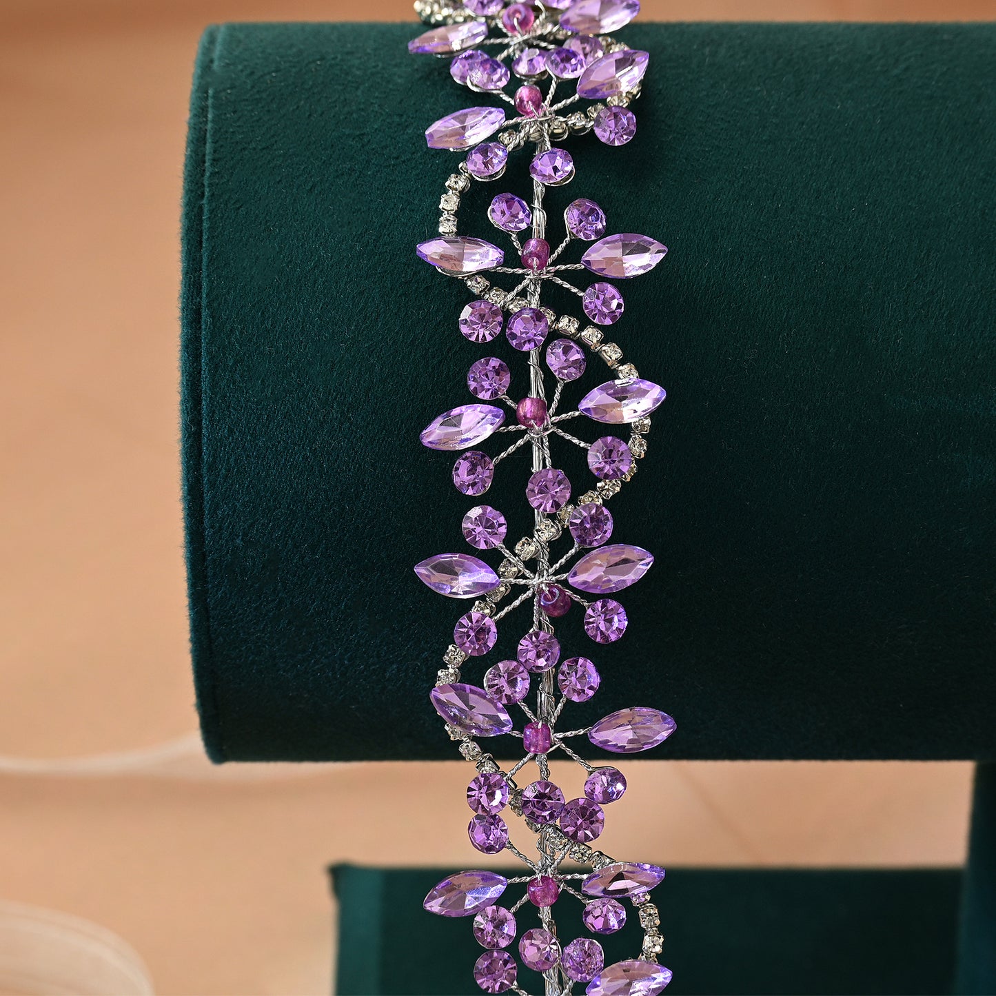 Bridella BHP266-Violet Ivory Rhinestone Headband