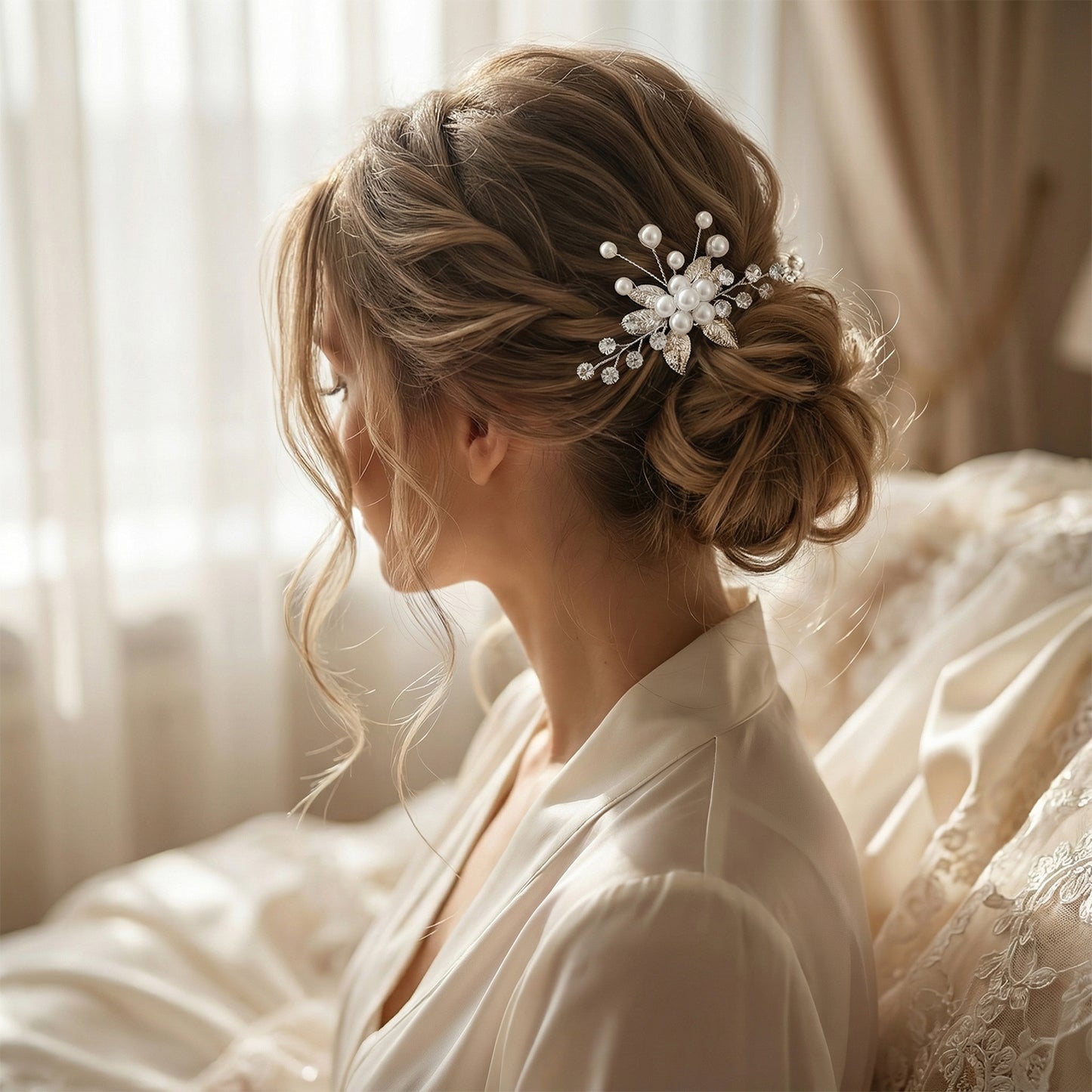 Bridella BHP504-S Silver Rhinestone & Pearl Headwear