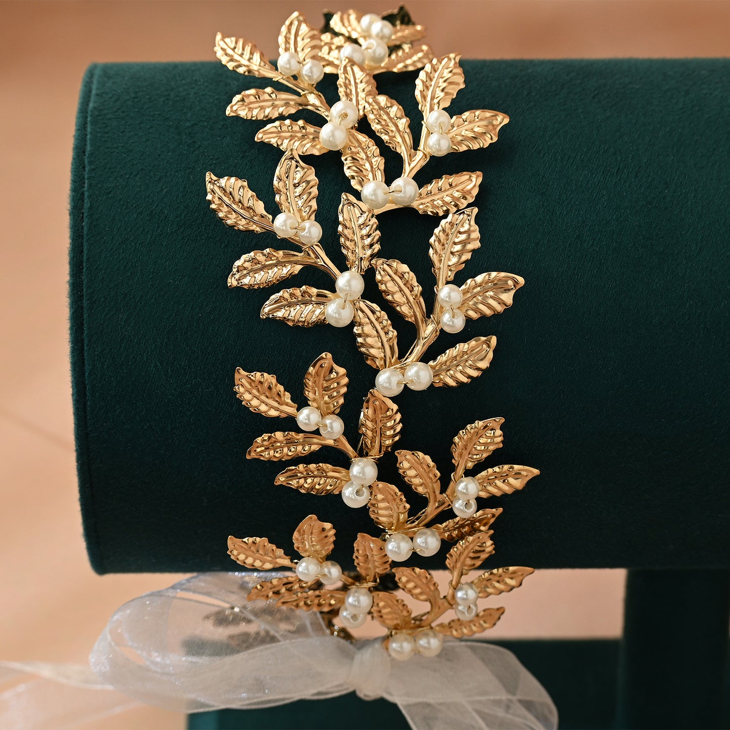 Bridella BHP353 Gold Pearl & Alloy Headband