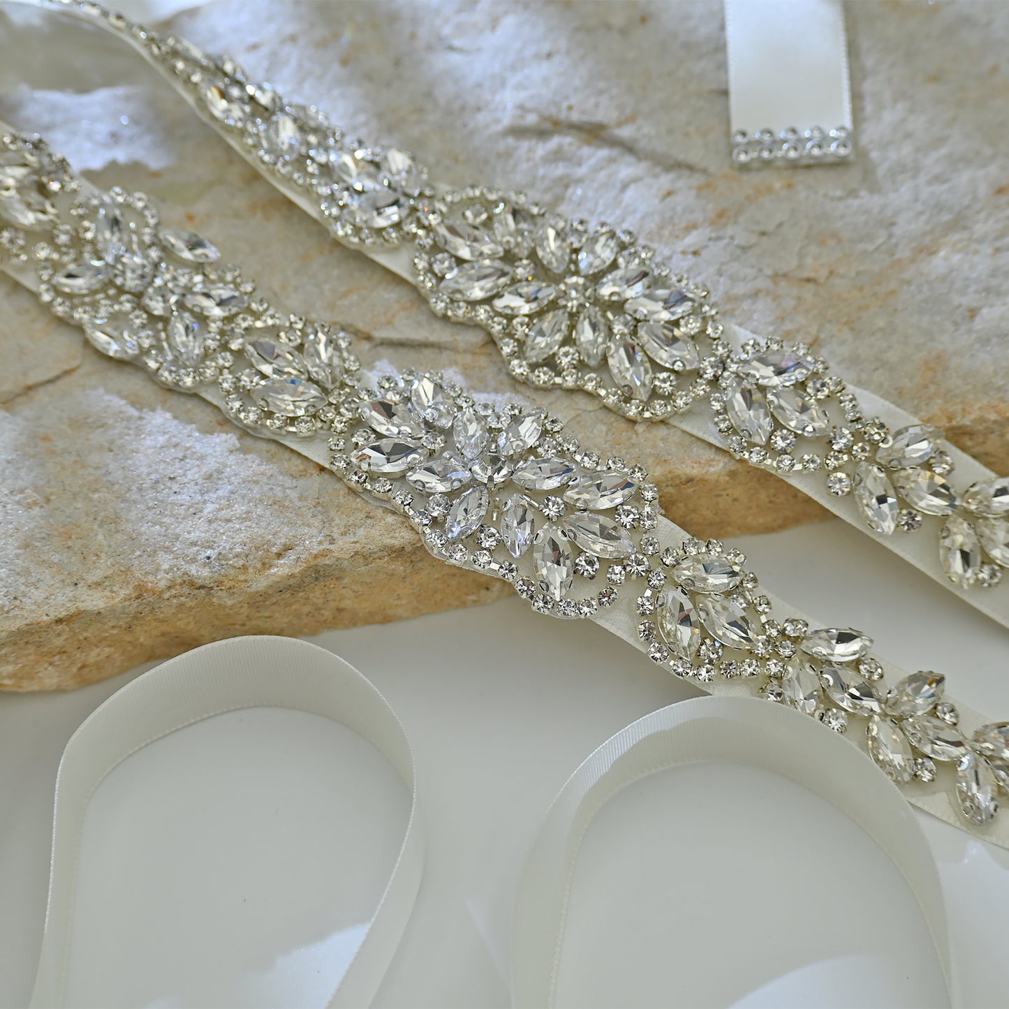 Bridella BS75 Off White Rhinestone Belt