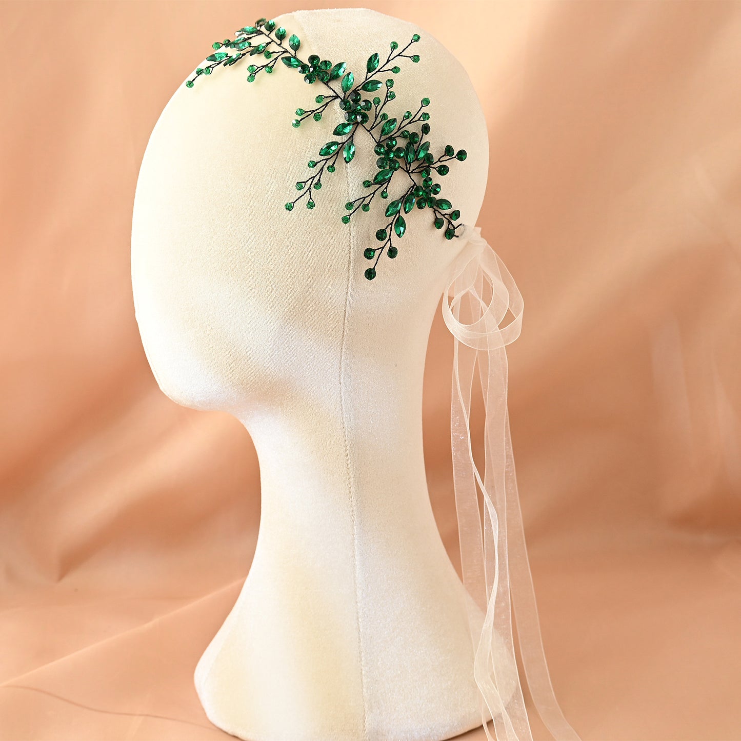 Bridella BHP65-KL Green Rhinestone & Crystal Headband
