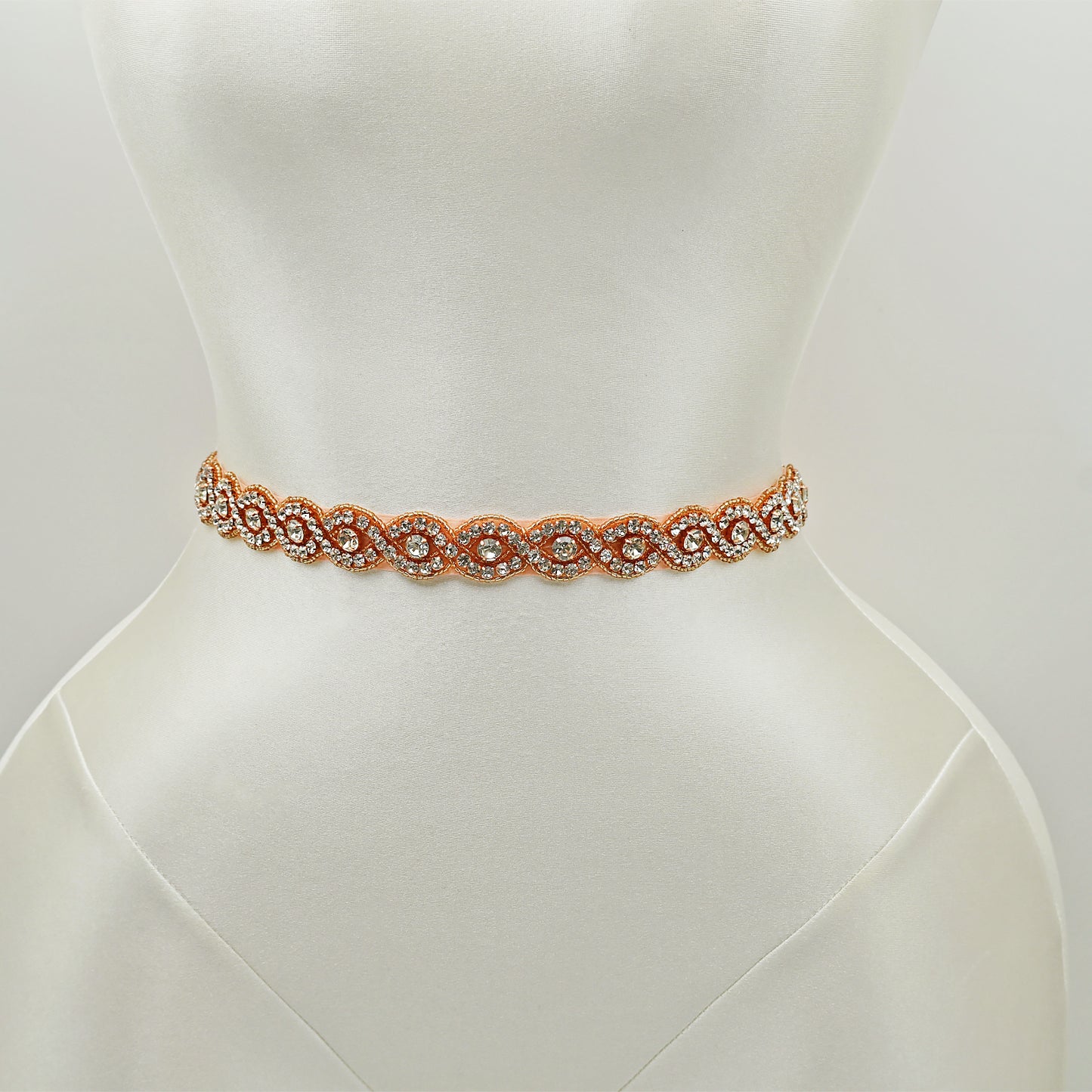 Rose Gold Rhinestone Bridal Belt Wedding Sash – Bridella BS28RG