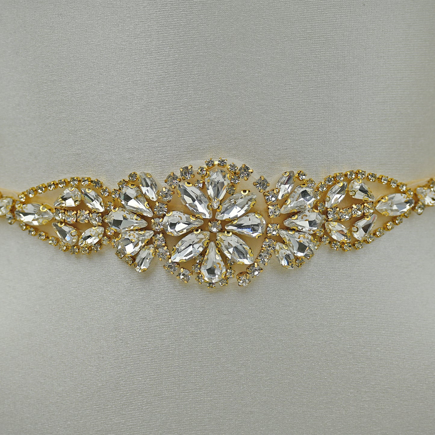 Bridella BS489G Champagne Rhinestone Belt