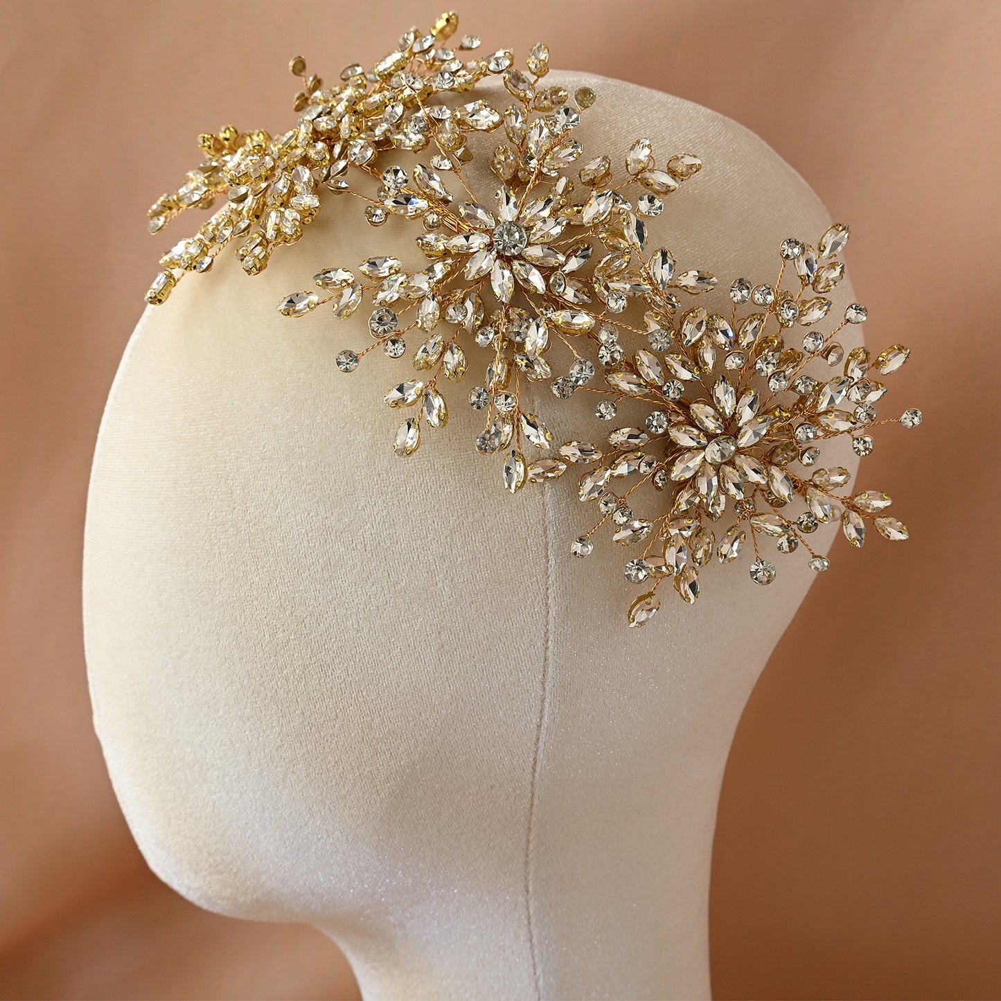 Bridella BHP389-G Gold Rhinestone Crown