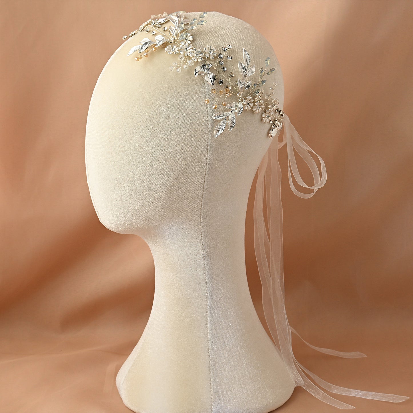 Bridella BHP278-S Silver Rhinestone & Pearl Headband