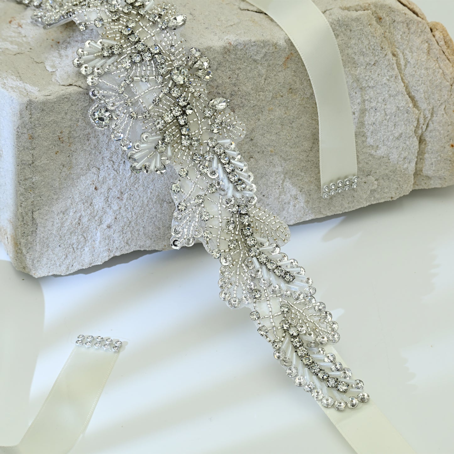 Bridella BS110 Off White Rhinestone Belt