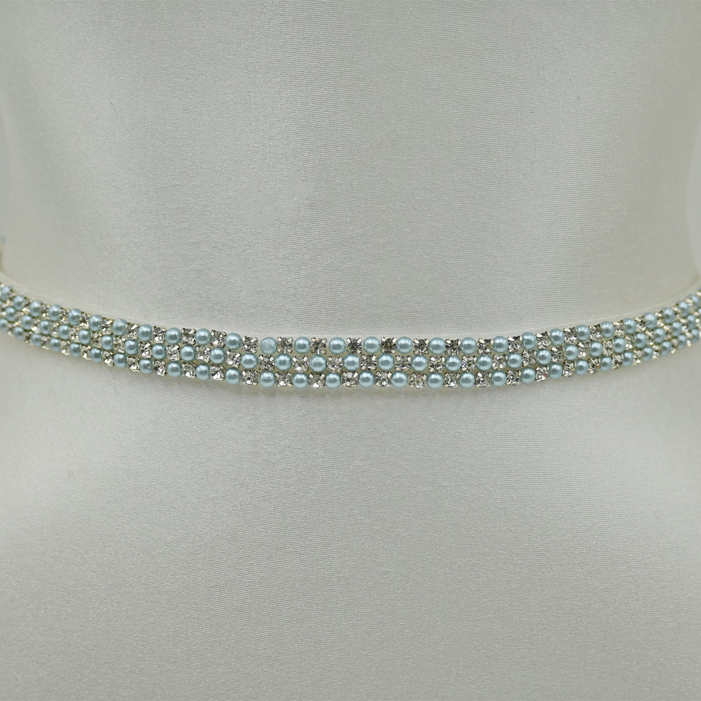 Bridella BS134L White Rhinestone & Pearl Belt