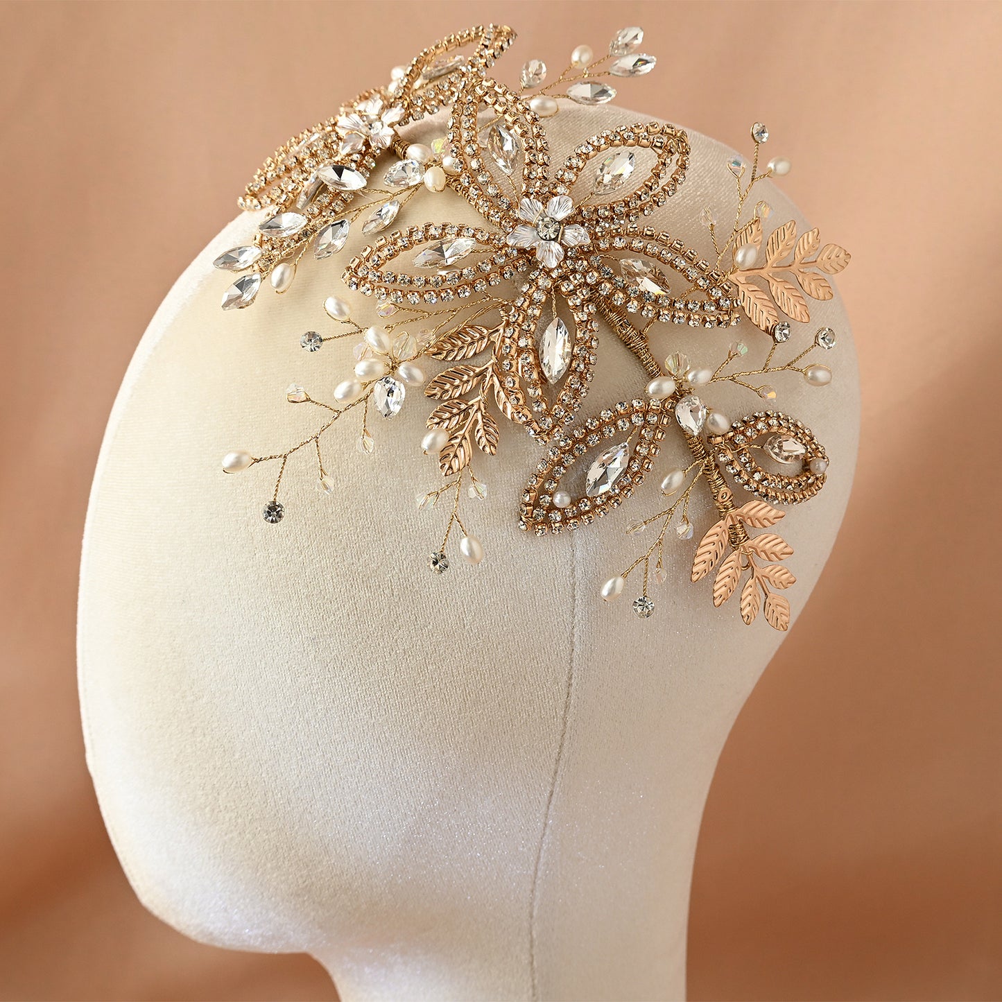 Bridella BHP305-G Gold Rhinestone Crown